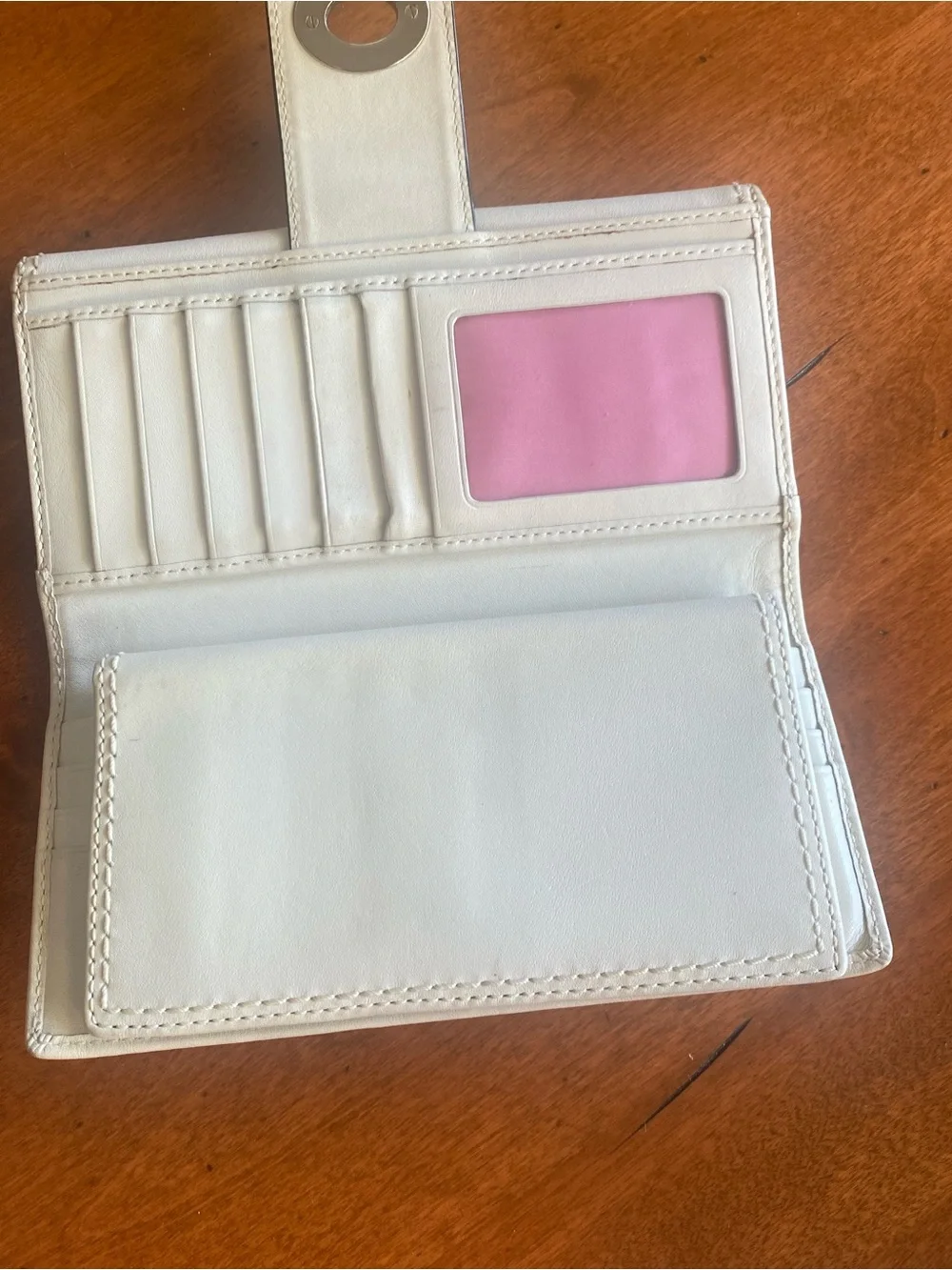 Vintage Coach White Leather Turnlock Wallet with Checkbook Holder
